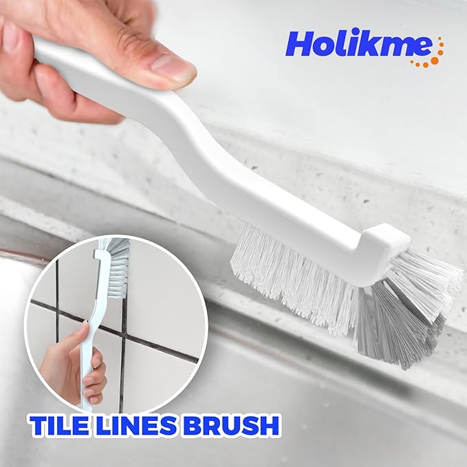 Holikme Cleaning Brush Set, Scouring Pad for Cleaning, Groove Gap Brushes for Pot, Pan, Kitchen Sink, Wire Brushes (Azul) - Image 3