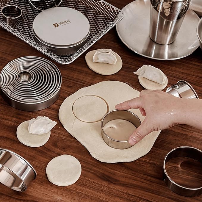 12 Pcs 304 Stainless Steel Biscuit Cutter Set - Round Cookie Cutters for Baking (1/2/3/4/5'') with Storage Box, Dough Pastry Cake Circle Cutting Ring Molds, Non-Rust, Dishwasher Safe & 1.5‘’ High - Image 4