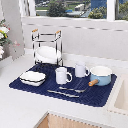 MicoYang Silicone Dish Drying Mat for Multiple Usage,Easy clean,Eco-friendly,Heat-resistant Silicone Mat for Kitchen Counter or Sink,Refrigerator or Drawer Liner Navy Blue 3XL 28 inches x 18 inches - Image 6