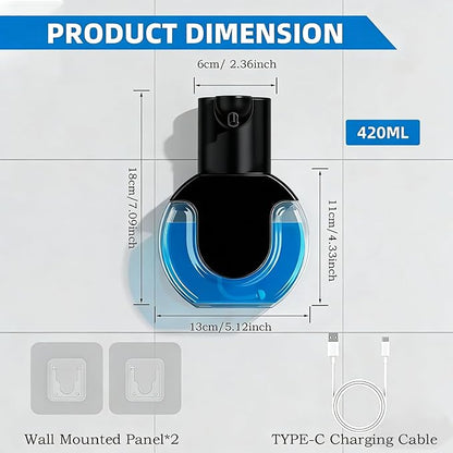 Automatic Soap Dispenser Touchless,Liquid Soap Dispenser USB Rechargeable,15oz/420ml Hand Soap Dispenser,4-Level Adjustable,Wall Mounted/Countertop Soap Dispenser for Bathroom Kitchen Dish Soap - Image 2