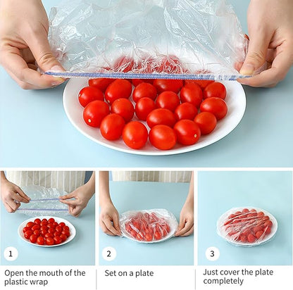 Homelove Plastic Bowl Covers Dish Cover Food Cover, 200pcs Reusable Elastic Stretch Fresh Keeping Covers, Kitchen Dining Cookware Canning Lids Food Bags, Universal Kitchen Plastic Wrap [Colorful] - Image 3