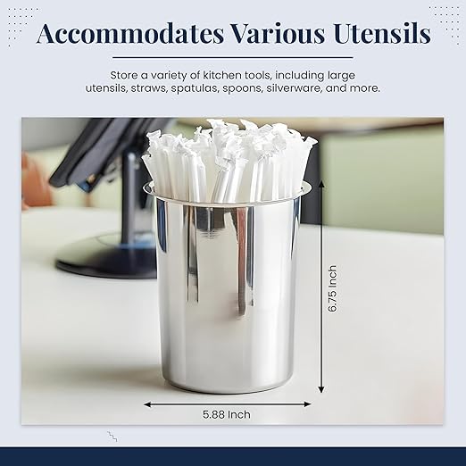 OCS Parts 6.75-Inch Kitchen Utensil Holder | Stainless Steel Dishwasher Safe Kitchen Countertop Organizer - Image 2