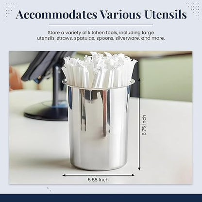 OCS Parts 6.75-Inch Kitchen Utensil Holder | Stainless Steel Dishwasher Safe Kitchen Countertop Organizer - Image 2