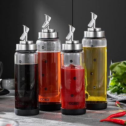 CCKO Glass Olive Oil Dispenser Bottle with Stainless Steel Spouts Shatterproof Glass Olive Oil Bottle 350ml Cooking Oil and Vinegar Cruet Bottle Container Carafe for Kitchen - Image 2