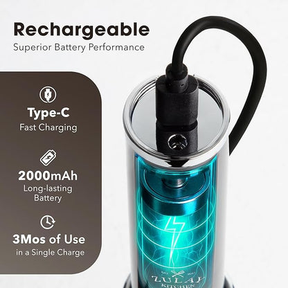Zulay Kitchen Rechargeable Milk Frother Handheld - Lux 4 Whisks, Powerful 2-Speed Motor, Waterproof, 2000mAh Battery - Drink Mixer for Latte, Cappuccino, Matcha & Protein Powder - Jet Black - Image 7