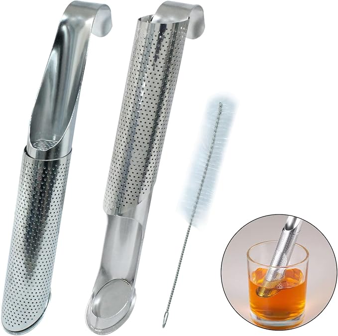 Waziaqoc 2 PCS Stainless Steel Tea Diffuser, Extra Fine Mesh Tea Strainer for Loose Tea, Long Handle Tea Steeper for Tea, Coffee, Seasonings, Spices