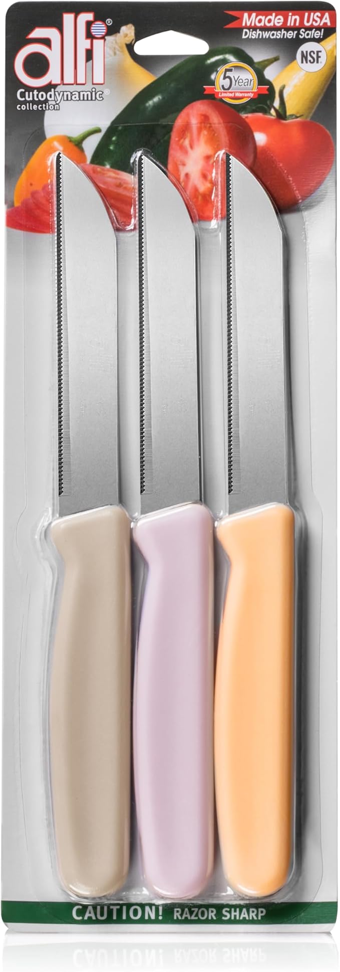 Alfi All-Purpose Knives Aerospace Precision Pointed Tip - Home And Kitchen Supplies - Serrated Steak Knives Set | Made in USA (Ash, Lavender, Loquat) by ALFI