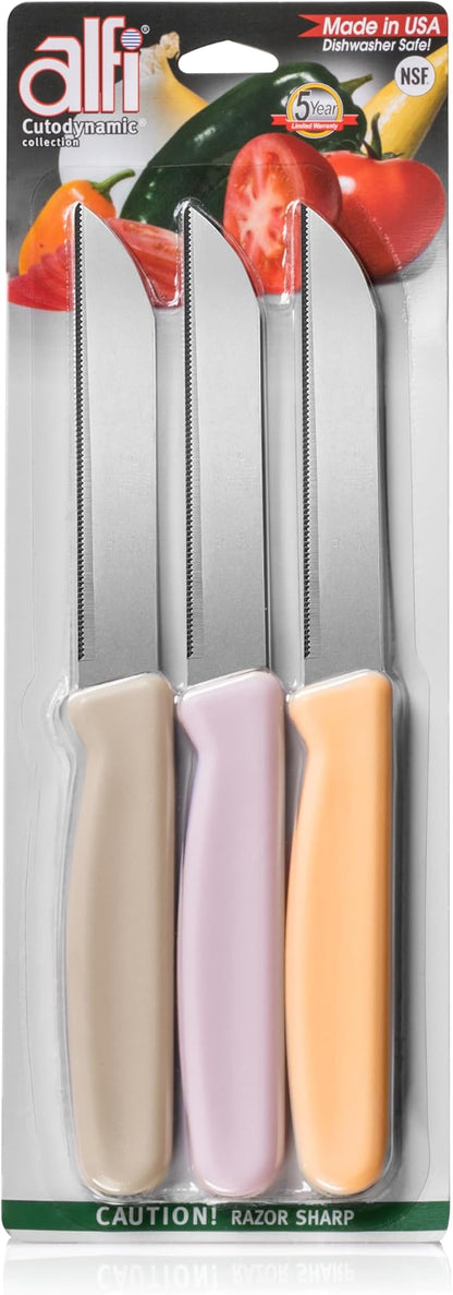 Alfi All-Purpose Knives Aerospace Precision Pointed Tip - Home And Kitchen Supplies - Serrated Steak Knives Set | Made in USA (Ash, Lavender, Loquat) by ALFI