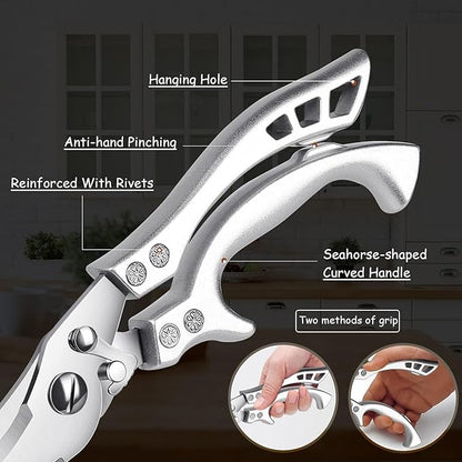 Dream Reach Heavy Duty Poultry Shears with Serrated Edge - Kitchen Scissors For Chicken, Bone, Meat, Turkey, Fish