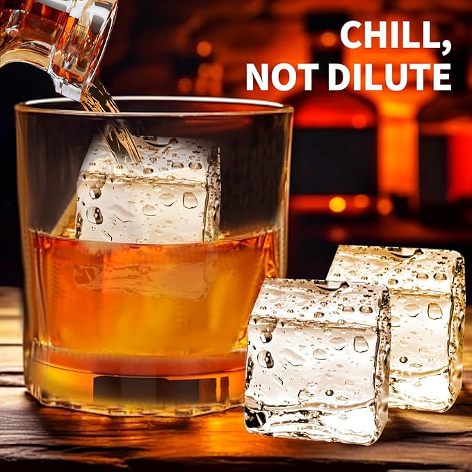 Large Ice Cube Trays Silicone (2.5-Inches) - Large Ice Tray Molds for making 4 Giant Ice Cubes for Whiskey (black 2 pack)