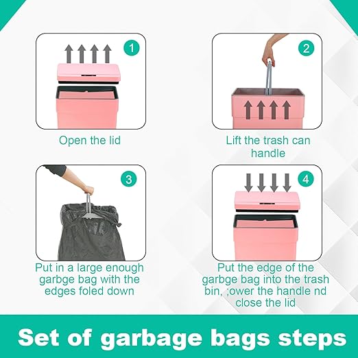 BestOffice 13 Gallon Trash Can Automatic Kitchen Trash Can Touch Free High-Capacity Garbage Can with Lid for Bedroom Bathroom Home Office 50 Liter (Black, 1) (3, Pink) - Image 5