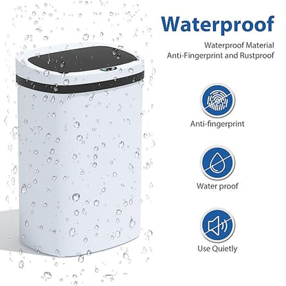 13 Gallon/50 L Kitchen Trash Can with Lid, Garbage Can with Touch-Free Lid, Cute Automatic Trash Can Bathroom Trash Bin, Motion Sensor Waterproof Trash Bin