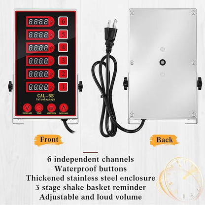Relaxweex 1 Pack Commercial 6 Channel Digital Kitchen Timer, Multi-Countdown Timer with Loud Alarm & Large LCD Display, Wall Mount or Countertop for Restaurant, Fry Station, Baking & Lab Use - Image 5
