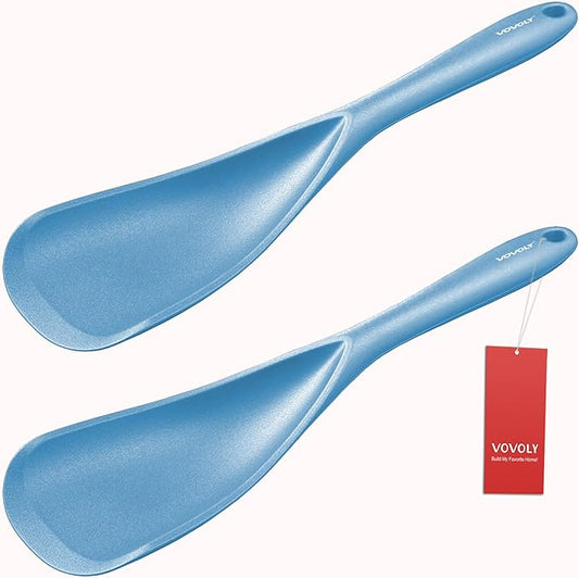 Cooking Spoon for Nonstick Cookwares, VOVOLY Silicone Spoon for Mixing, Scoop, and Scrape,Seamless Design, 12.6'', 2 Pack, Starry Blue by VOVOLY