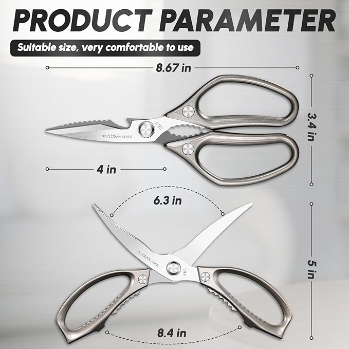 SSGP Kitchen Shears Set, All Purpose Heavy Duty Poultry Shears, Sharp Japanese Meat Scissors, Dishwash Safe Stainless Steel Kitchen Scissors for Food, Chicken Bones, Turkey, Christmas Gifts Women Men - Image 2