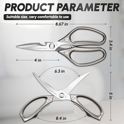 SSGP Kitchen Shears Set, All Purpose Heavy Duty Poultry Shears, Sharp Japanese Meat Scissors, Dishwash Safe Stainless Steel Kitchen Scissors for Food, Chicken Bones, Turkey, Christmas Gifts Women Men - Image 2
