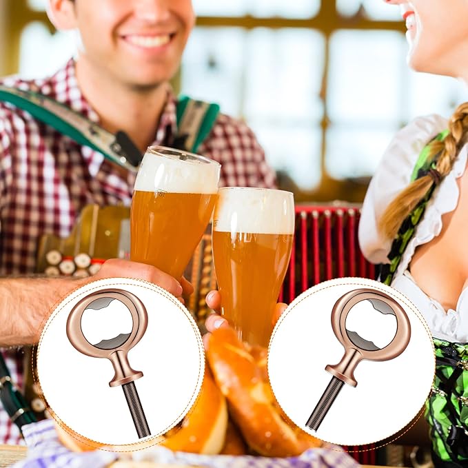 Cunhill 7 Pcs Metal Bottle Opener Blank Bulk Bottle Opener Inserts Parts Pieces Kit for Wood Craft DIY Project Turning Threaded Beer Hardware Turning Wedding Wine Party Ot Month (Bronze) - Image 7