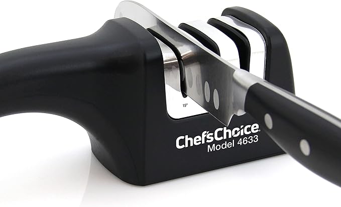 Chef'sChoice Professional Manual Knife Sharpeners AngleSelect for 15- and 20-Degree Straight-Edge and Serrated Knives with Diamond Abrasives Precise Angle Control & Compact Footprint, 2-Stage, Black - Image 2