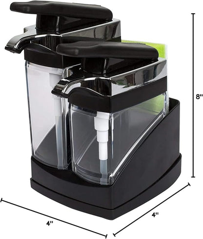 Casabella Sink Sider Duo Soap Dispensers with Sponge, Black and Chrome Plating - Image 10