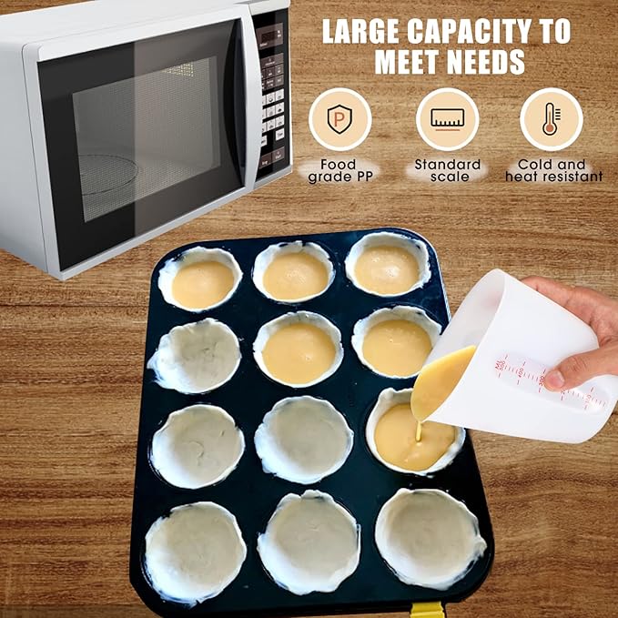 ZUYEE 3 PCS Silicone Measuring Cups (2 Cup + 1 Cup + 0.5 Cup) Flexible Melting Measure Cups for Chocolate,Epoxy Resin Butter, Squeeze Pour Baking Cup BPA Free with Marking ML/Ounce - Image 7