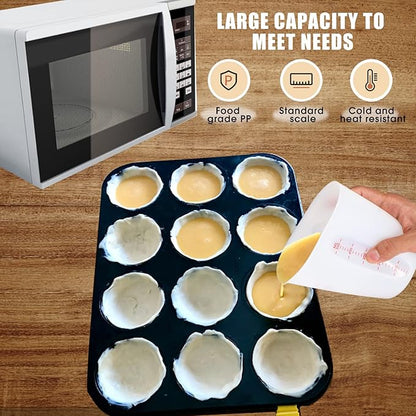 ZUYEE Silicone Measuring Cups (2 Cup + 1 Cup) Flexible Measure Melting Cups for Epoxy Resin Butter, Chocolate Squeeze Pour Baking Cup Dishwasher Safe BPA Free 500/250 ML with Marking Cup/Ounce - Image 7