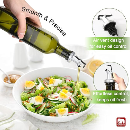 GMISUN Olive Oil Dispenser Bottle 2 Pack, Olive Oil Dispenser for Kitchen 17oz, Glass Cooking Soy Sauce Bottle Container Cruet with Plastic Pourer Spout, Green - Image 3