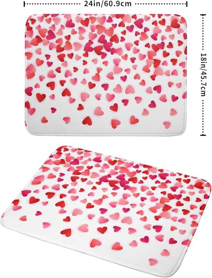 Valentine's Day Dish Drying Mat for Kitchen Counter Hearts Holiday Microfiber Absorbent Dish Draining Reusable Washable Foldable Extra Large 18"x24" - Image 2