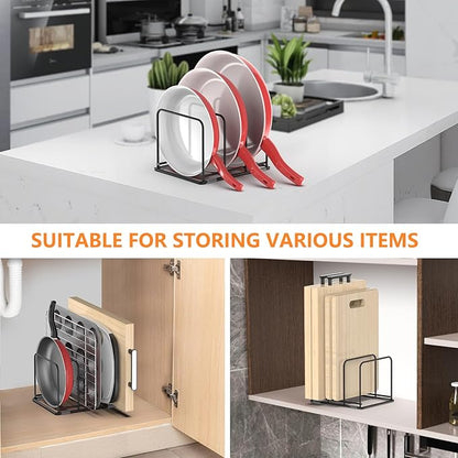 KORRTFID Kitchen Cabinet Organizer - Steel Cookware Rack, Divided Holder with 3 Slots for Skillets, Baking Tray and Chopping Board - Pan Storage (2.2 Inch Width Slots) - Image 6