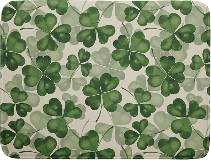 St Patrick's Day Dish Drying Mat for Kitchen Counter 18x24 Saint Patricks Clover Shamrock Green Print Absorbent Reversible Microfiber Drying Mats Kitchen Countertop Protector Dishes Drainer Rack Pad by Aytipun
