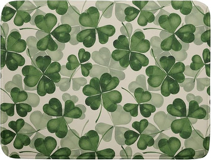 St Patrick's Day Dish Drying Mat for Kitchen Counter 18x24 Saint Patricks Clover Shamrock Green Print Absorbent Reversible Microfiber Drying Mats Kitchen Countertop Protector Dishes Drainer Rack Pad by Aytipun