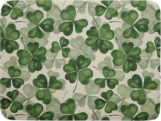 St Patrick's Day Dish Drying Mat for Kitchen Counter 18x24 Saint Patricks Clover Shamrock Green Print Absorbent Reversible Microfiber Drying Mats Kitchen Countertop Protector Dishes Drainer Rack Pad by Aytipun