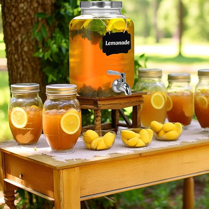 Moretoes 1 Gallon Glass Drinks Dispenser for Parties, Beverage Dispenser for Juice and Iced Tea, Airtight Sun Tea Glass Jar for Outside, Party Essential Beverage Pitcher with Spout - Image 7