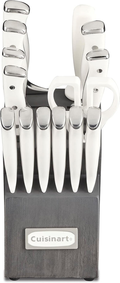Cuisinart 15-Piece Knife Set with Block, High Carbon Stainless Steel, Forged Triple Rivet, White/Charcoal Gray C77WTR-15PCG - Image 2
