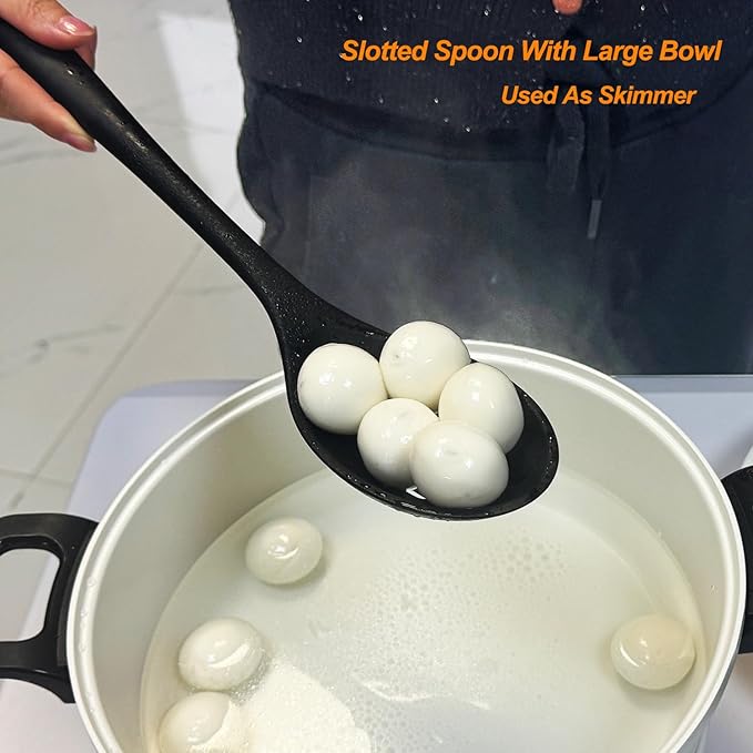 Silicone Cooking Utensils Set, Heat Resistant and large Non Stick Spatulas & Spoons for Kitchen, Ideal BPA Free Kitchen Turners for Frying, Mixing,Serving,Draining,Turning - Image 8