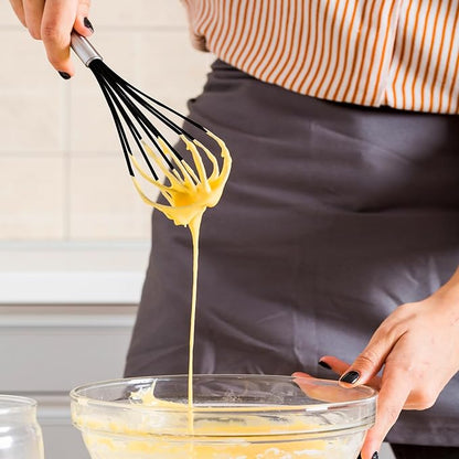 Silicone Whisk, Stainless Steel Wire Whisk Set - 3 PCS Rubber Whisks for Cooking, Non-stick Cookware, Kitchen, Balloon Egg Beater Perfect for Blending, Whisking, Black - Image 6