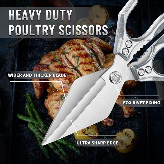 Dream Reach Heavy Duty Poultry Shears Kitchen Scissors Dishwasher Safe with Ergonomic Handle, Japanese High-Carbon Steel Cooking Shears for Chicken, Meat, Seafood, Bone Cutting Christmas Gifts for Men - Image 3