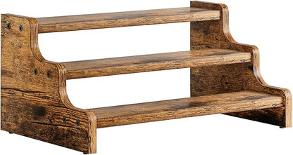 KLM 3-Tier Spice Rack, 13.8 Inch Wood Step Shelf Countertop Spice Storage Holder, Kitchen Pantry Cabinet Organizer Cupboard for Spice Bottles, Jars, Seasonings, Baking Supplies,Bathroom Organizer by KLM