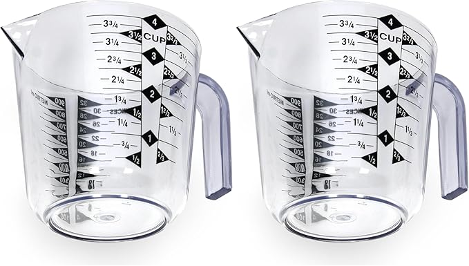 Chef Craft Select Plastic Measuring Cup,4 Cup,Clear,(Pack of 2) by MaxiAids