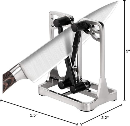 Knife Sharpener, Knife Sharpener Tool with Self-Adjusting, Stainless Steel and Tungsten Carbide, Knife Sharpeners for Kitchen Knives Helps Repair Sharpens, Hones, Polishes Blades - Image 7