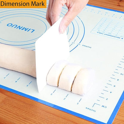 Silicone Baking Mat，Non Stick Rolling Dough with Measurements for Pie Pizza Cookies Fondant Making，Extra Thick Non Slip Silicone Pastry Mat (Blue, XL-20"×28")