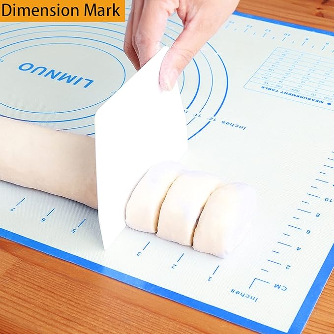 Silicone Baking Mat，Non Stick Rolling Dough with Measurements for Pie Pizza Cookies Fondant Making，Extra Thick Non Slip Silicone Pastry Mat (Blue, M-16"×20")