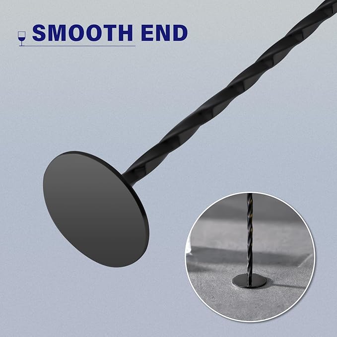 BRIOUT 2 Pcs Bar Spoon, 12 Inches Long Handle Drink Stirrer, Stainless Steel Bar Cocktail Mixing Spoons with Round Base for Stirring, Black - Image 5