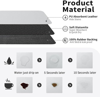 HotLive Coffee Mat - Absorbent Hide Stain Rubber Backed Dish Drying Mat for Kitchen Counter - Bar Mats for Countertops Accessories Fit Under Coffee Maker Espresso Machine - Image 2