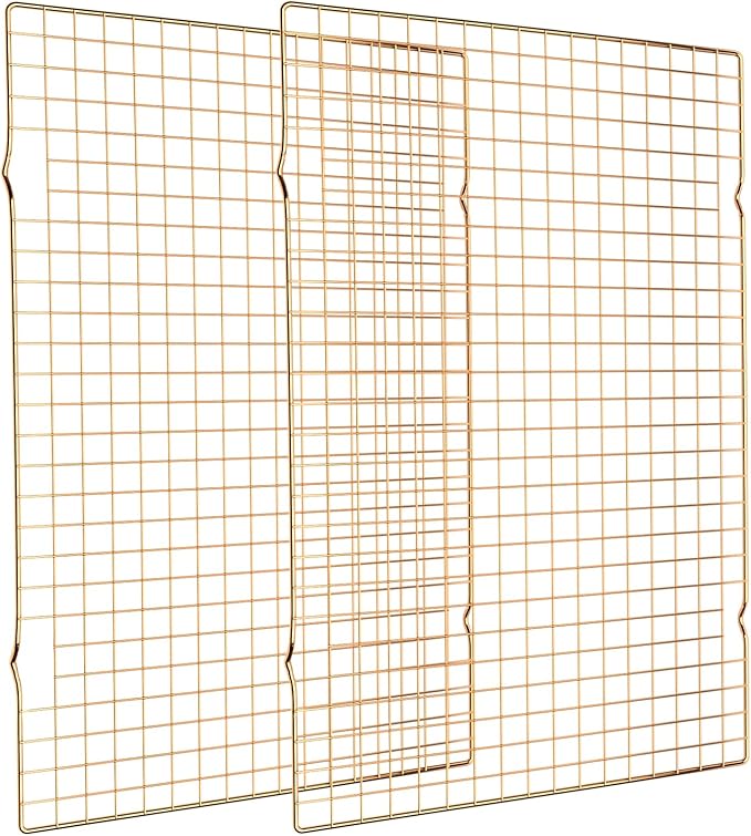 Cooling Rack for Baking, 2-Pack 16x10 Inches Baking Rack, Thick Wire Cookie Rack for Cooking, Roasting, Grilling, Drying, Oven Safe, Fits Half Sheet Pan, Gold by Briout