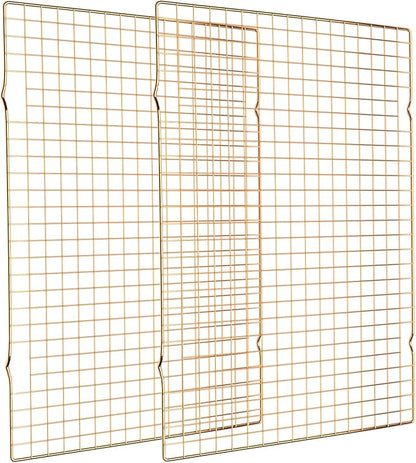 Cooling Rack for Baking, 2-Pack 16x10 Inches Baking Rack, Thick Wire Cookie Rack for Cooking, Roasting, Grilling, Drying, Oven Safe, Fits Half Sheet Pan, Gold by Briout