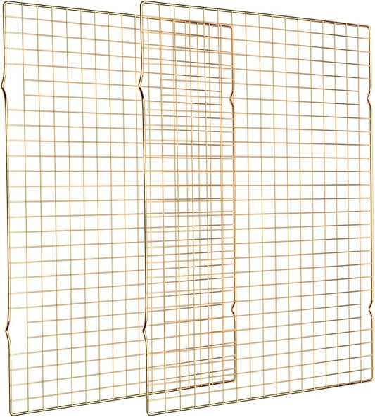 Cooling Rack for Baking, 2-Pack 16x10 Inches Baking Rack, Thick Wire Cookie Rack for Cooking, Roasting, Grilling, Drying, Oven Safe, Fits Half Sheet Pan, Gold by Briout