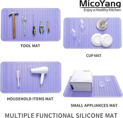 MicoYang Silicone Dish Drying Mat for Multiple Usage,Easy clean,Eco-friendly,Heat-resistant Silicone Mat for Kitchen Counter or Sink,Refrigerator or Drawer Liner Light Purple 4XL 32 inches x 18 inches - Image 4