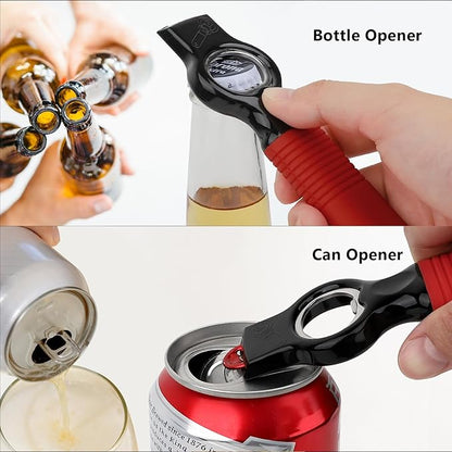 2-Pack Magnetic Beer Bottle Opener & Soda Can Opener, 2-in-1 Bottle Opener and Can Tab Opener Tool for Bartender, Long Nails, Arthritis, Seniors, Silicone Handle with Build in Magnet - Red - Image 3
