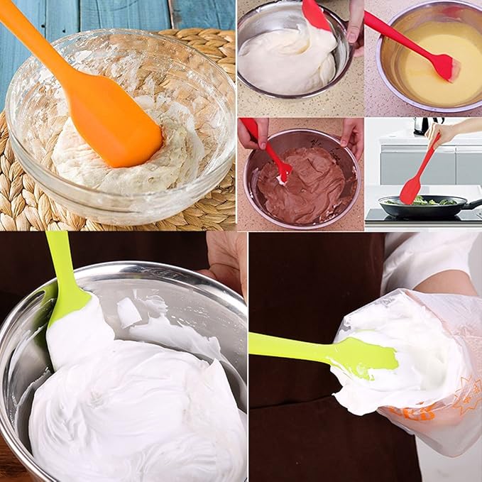 Silicone Spatulas, 11 inch Rubber Spatula Heat Resistant Seamless One Piece Design Non-Stick Flexible Scrapers Baking Mixing Tool (4 Piece) - Image 2