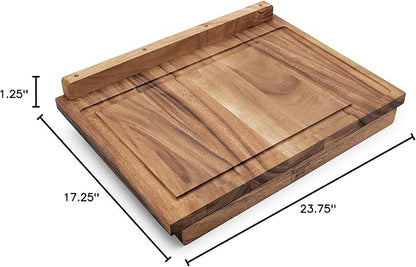Ironwood Gourmet Double-Sided Countertop Lyon Pastry/Cutting Board With Gravy Groove, Acacia Wood 17.25 x 24 x 1.25 inches - Image 8